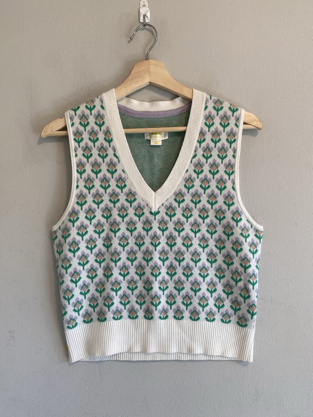 Maeve Anthropologie Pastel Floral V-Neck Sweater Vest Women's S